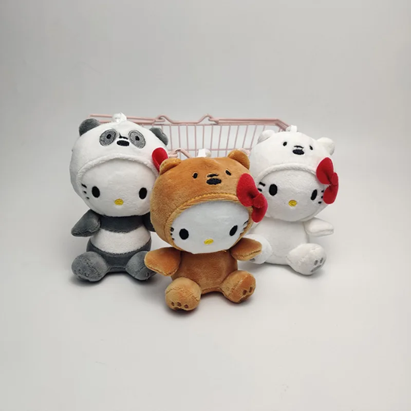 Sanrio Hello Kitty Kawaii Portachiavi Orso Orso bianco Anime Peluche Panda Simpatico peluche morbido Portachiavi con ciondolo Regali per bambini