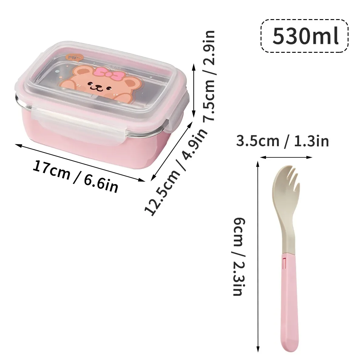 Lekvrije voedselcontainer met lepel, geschikt voor de magnetron, gemaakt van 304 roestvrij staal, met vakken, ideaal als lunchbox voor studenten, kinderen en als draagbare bentobox.