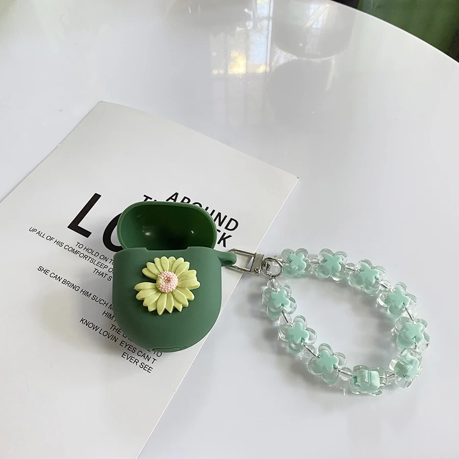 น่ารักสำหรับ Bose QuietComfort หูฟัง II กรณีดอกไม้ดอกทิวลิปหูฟังปลอกซิลิโคนพร้อมพวงกุญแจสำหรับ Bose หูฟัง2