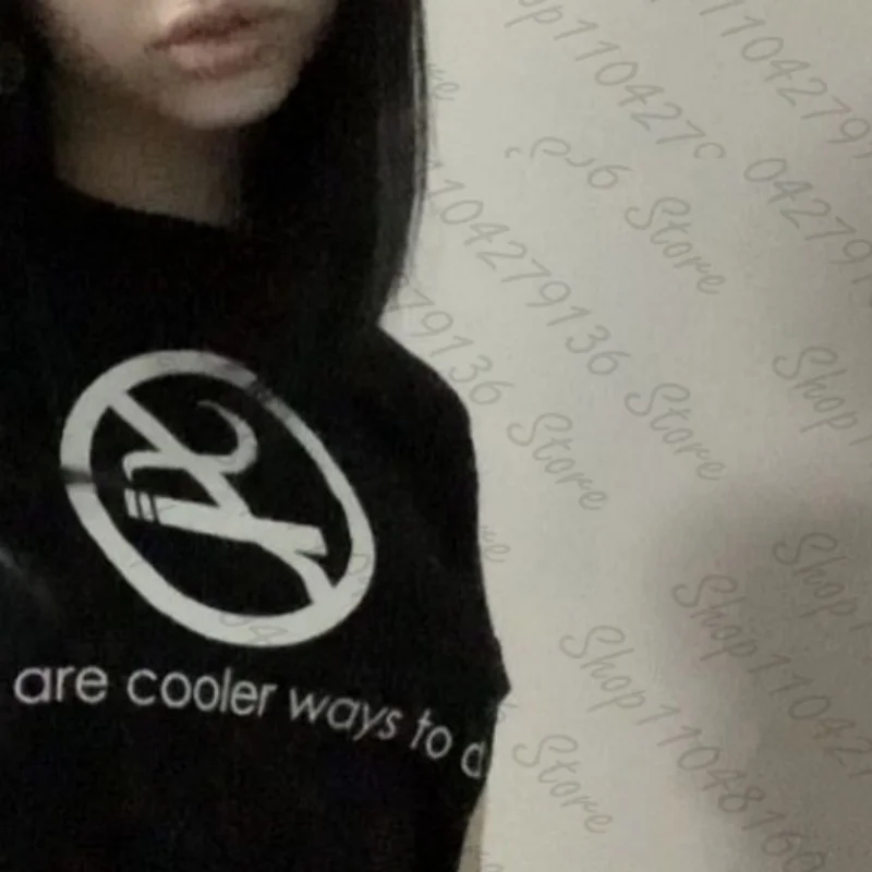 Y2k Style Goth Letter Print Vintage Street Women Grunge T-shirt Clothes Aesthetic 2000s Tops Cute Emo Girl Crop Slim Baby Tee image 2