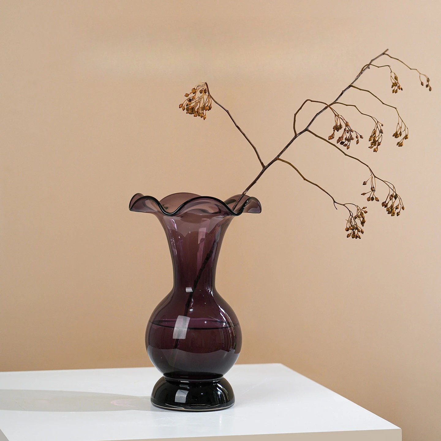 

Advanced glass vase water raising flowers living room flower arrangement home TV cabinet medieval flower utensils purple