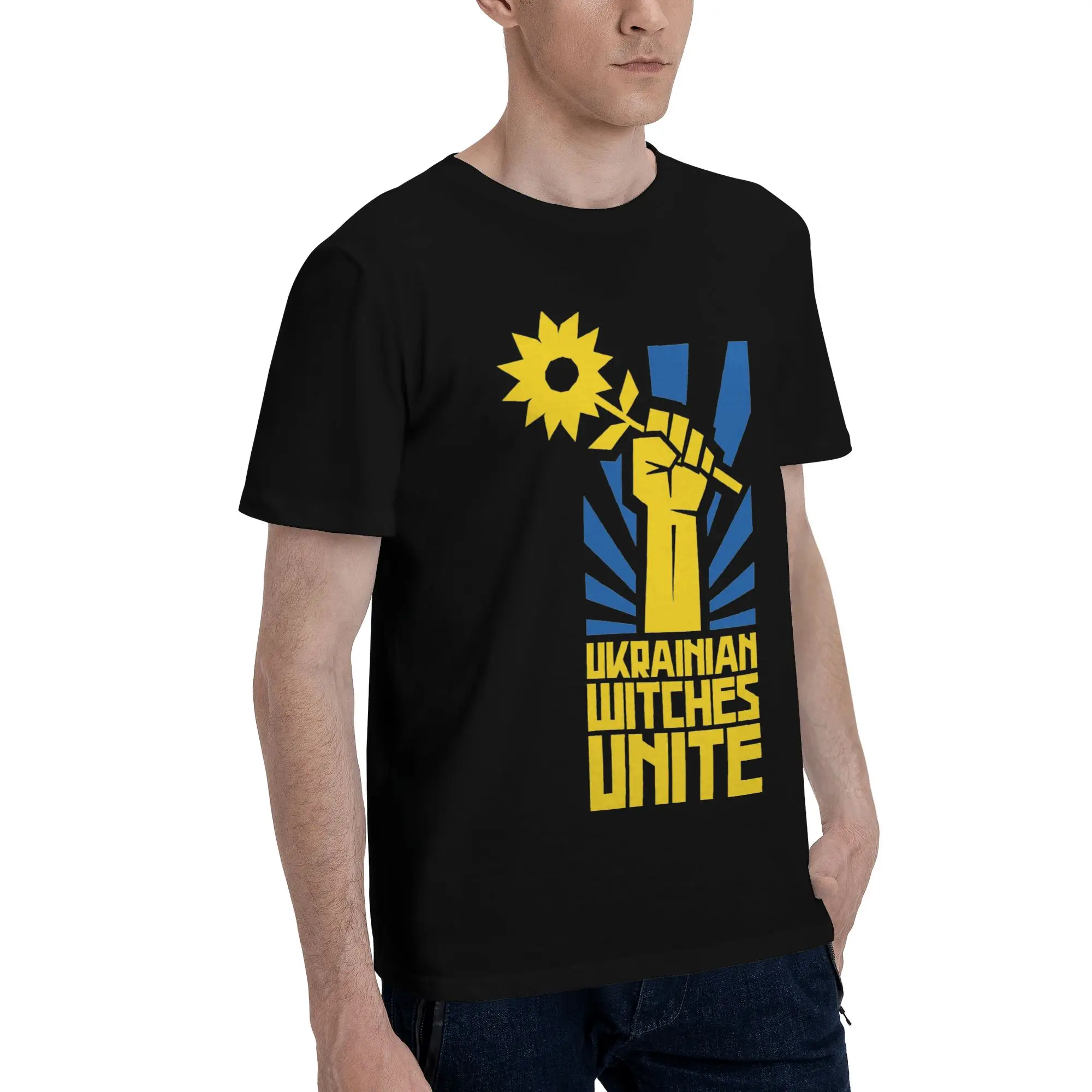 Casual Ukraine Sunflower T-Shirts Men Crew Neck Pure Cotton T Shirt  Short Sleeve Tees New Arrival Tops