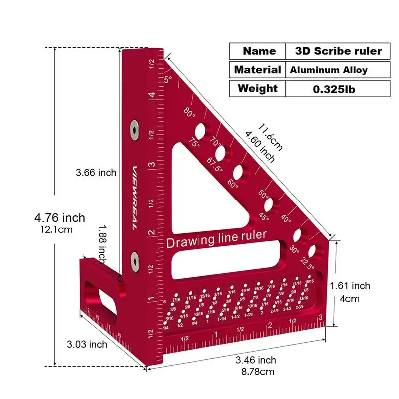 Roofing Square Carpenter Hole Positioning Precision Marking Ruler Multi-Angle Woodworking Tool Hole Positioning Marking Ruler