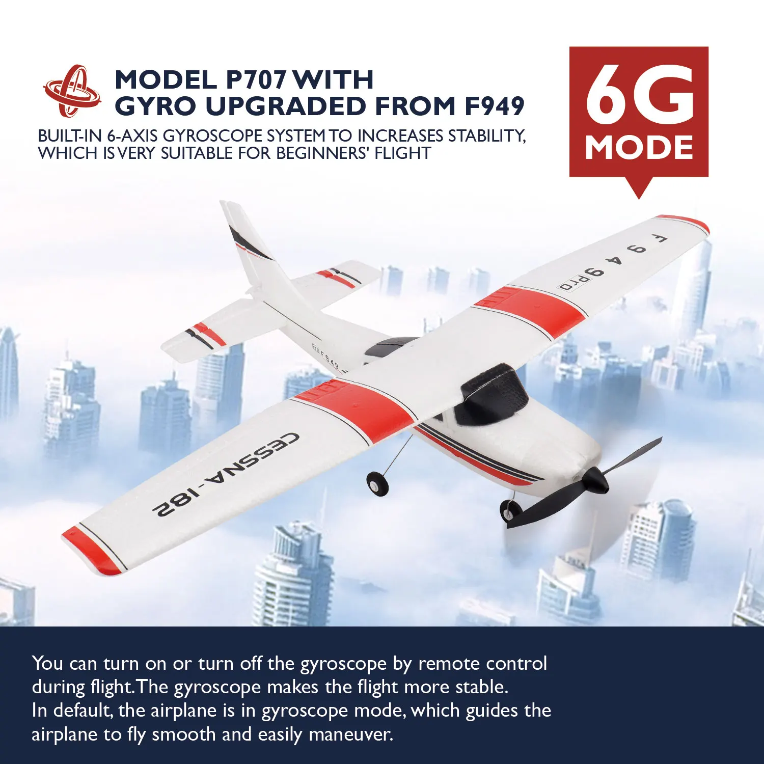 WLtoys 2.4G F949PRO LCD Wersja RC Samolot Cessna 182 3D6G 3Ch Stałopłat Samolot Zewnętrzny Dron RTF Z Żyroskopem I Nocnym Prezentem