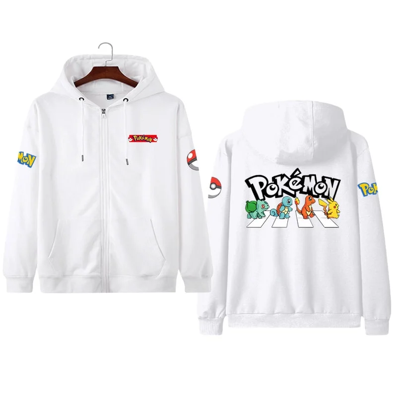 Sudadera con capucha con estampado de Pokémon de Anime japonés para hombre y mujer, ropa de moda de Hip Hop con cremallera, Sudadera con capucha, chaquetas, abrigo, ropa de calle