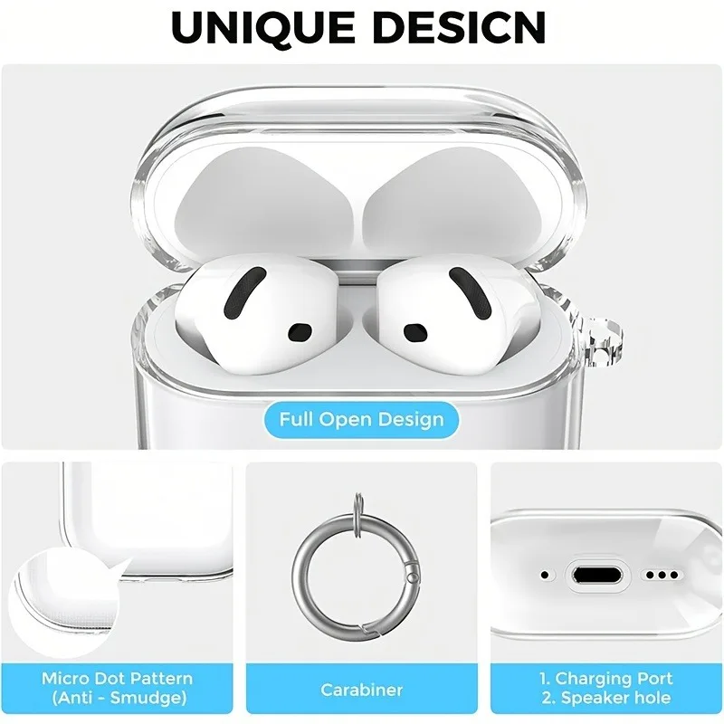 Case For AirPods 3/4 Earphone Soft TPU Clear Protective Cover with Cleaner Kit Keychain For AirPods Pro/Pro2 Protective Cover