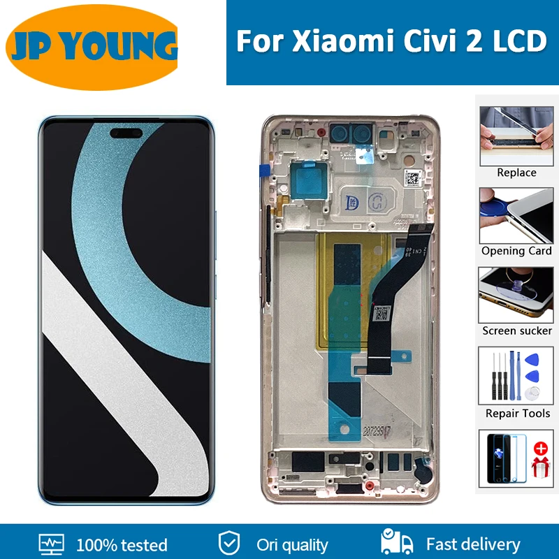 AMOLED 6.55'' For Xiaomi Civi 2 LCD Display Touch Screen Digitizer Panel Assembly For Xiaomi Civi2 Display Replacement Parts