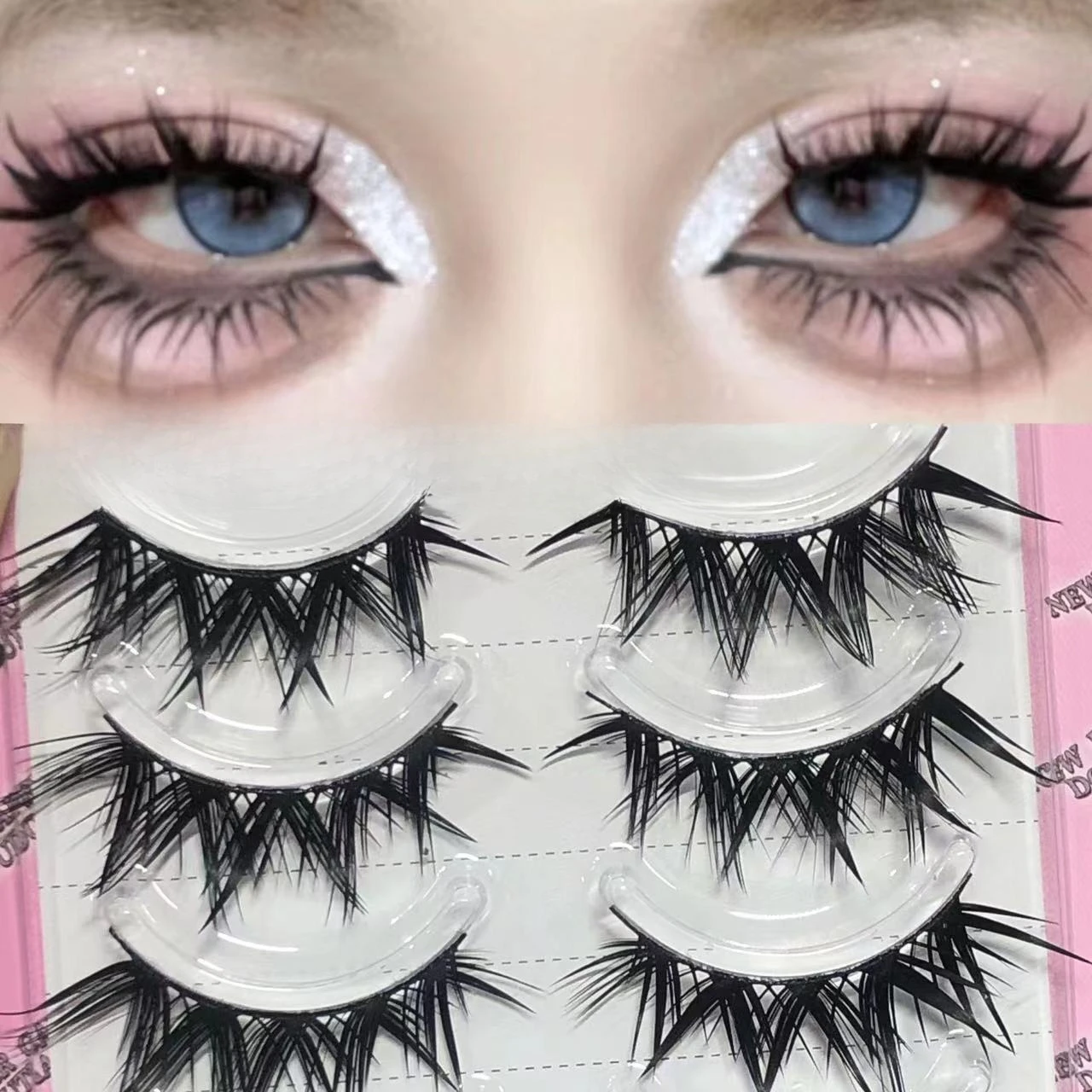 

5 Pairs New Doll False Eyelashes Full Strip Thicken Black Terrier Curled Fake Eyelash Handmade Manga Hot Girl Cool Eye Makeup