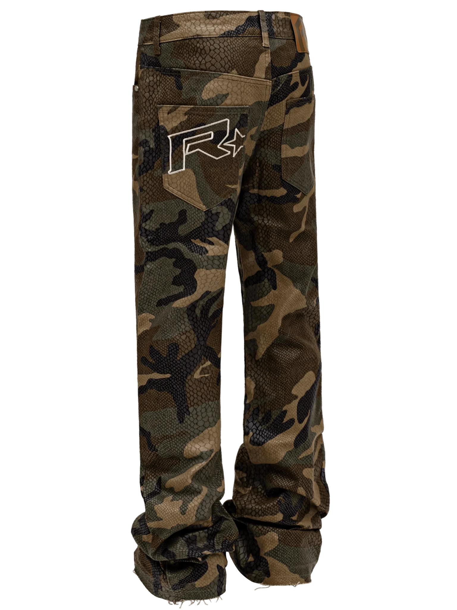 Y2K Retro Streetwear Python Camo Snake PatternJeans Glossy Coating Snake Denim Pants New Hip Hop Unisex Baggy Straight Leg Pants