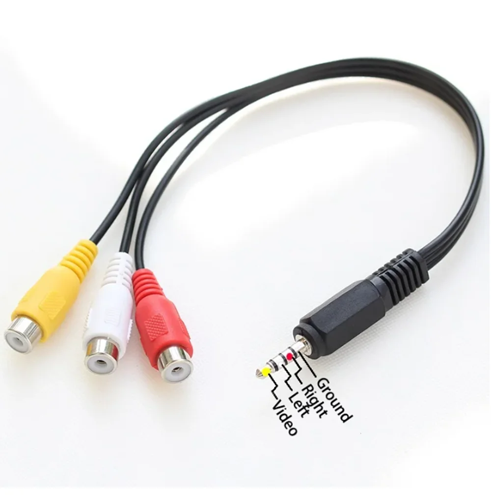 

2.5mm Mini AV Male to 3RCA Female M/F Audio Video Cable Stereo Jack Adapter Cord
