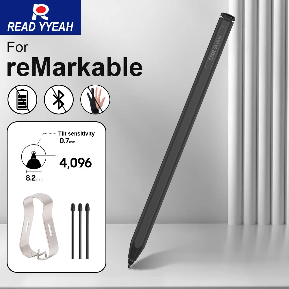 

EMR Stylus for reMarkable 2, 4096 Pressure Sensitivity Palm Rejection Pen, No Charging Magnetic Stylus with 3 Replacement Tips