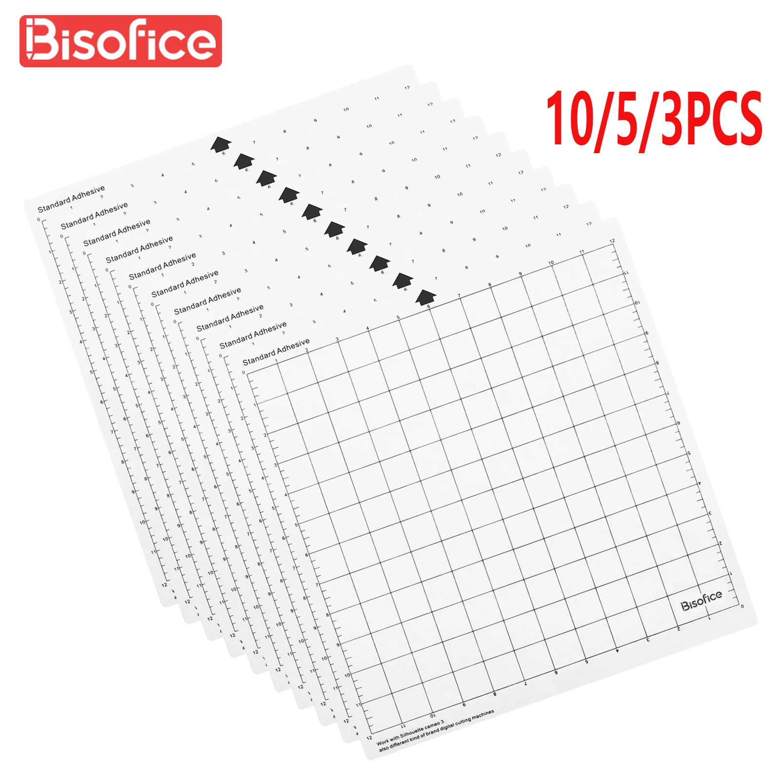 10pcs-1Pc Replacement Cutting Mat Transparent Adhesive Mat with Measuring Grid 12*12-Inch for Silhouette Cameo Plotter Machine