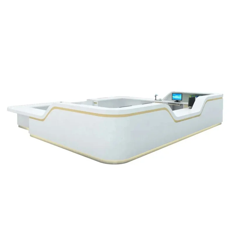 custom.Shinestone Custom Modern Round Reception Counter Nurse Station Front Desk Furniture Hospital Medical Desk Broadcast Desk