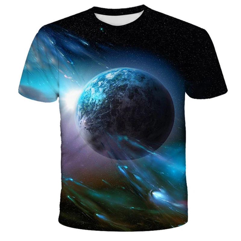 Summer Universe Star River 3D Printed Men\'s And Women\'s Short-Sleeved Round Neck New T-shirt Loose Fashion Oversized Popular Top