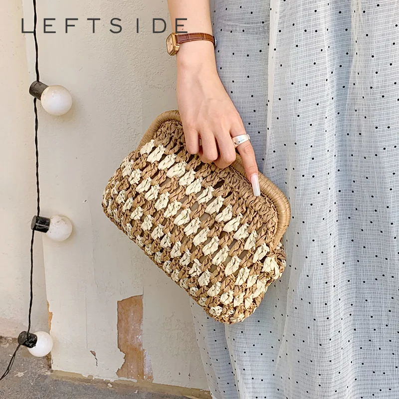 

LEFTSIDE Woven Small Straw Shoulder Bags for Women 2025 Summer New Crossbody Bag Females Chain ​Raffia Beach Bags Handbags