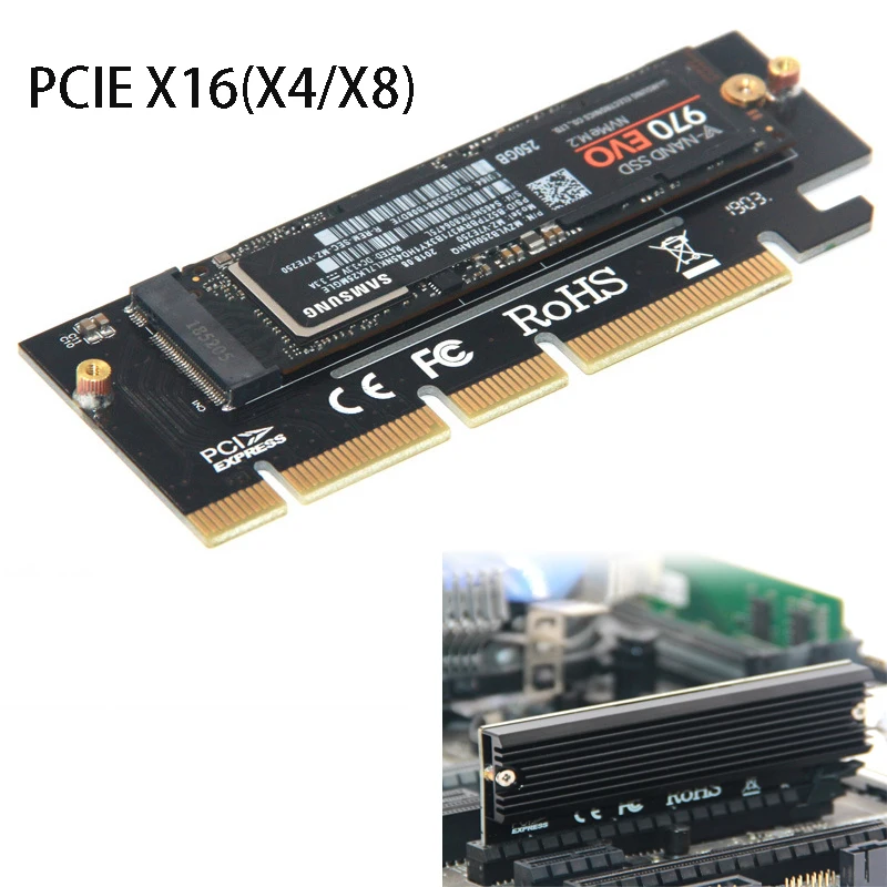 

SSD M.2 NVME Convert Card PCIE 4x 8X 16X SSD Expand Card Aluminum Fast Cooling M-KEY Extend Adapter Computer Hard Disk Expansion