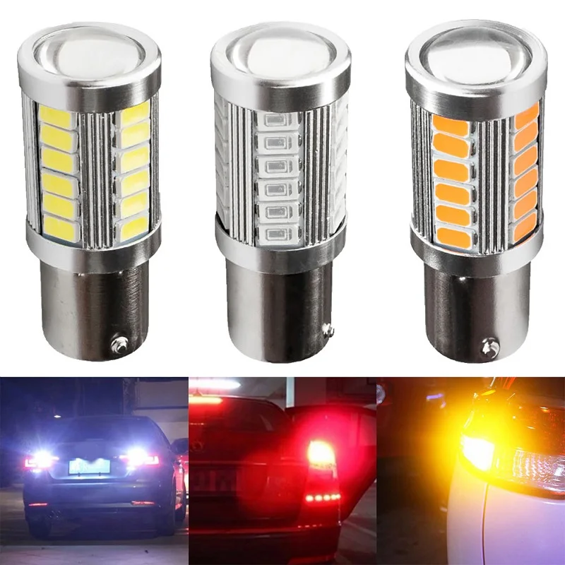 2X 1156 BA15S P21W 1157 P21/5W BAY15D BAU15S PY21W T20 7443 7440 3157 LED Car Tail Bulb Brake Reverse DRL Signal Light 12V White