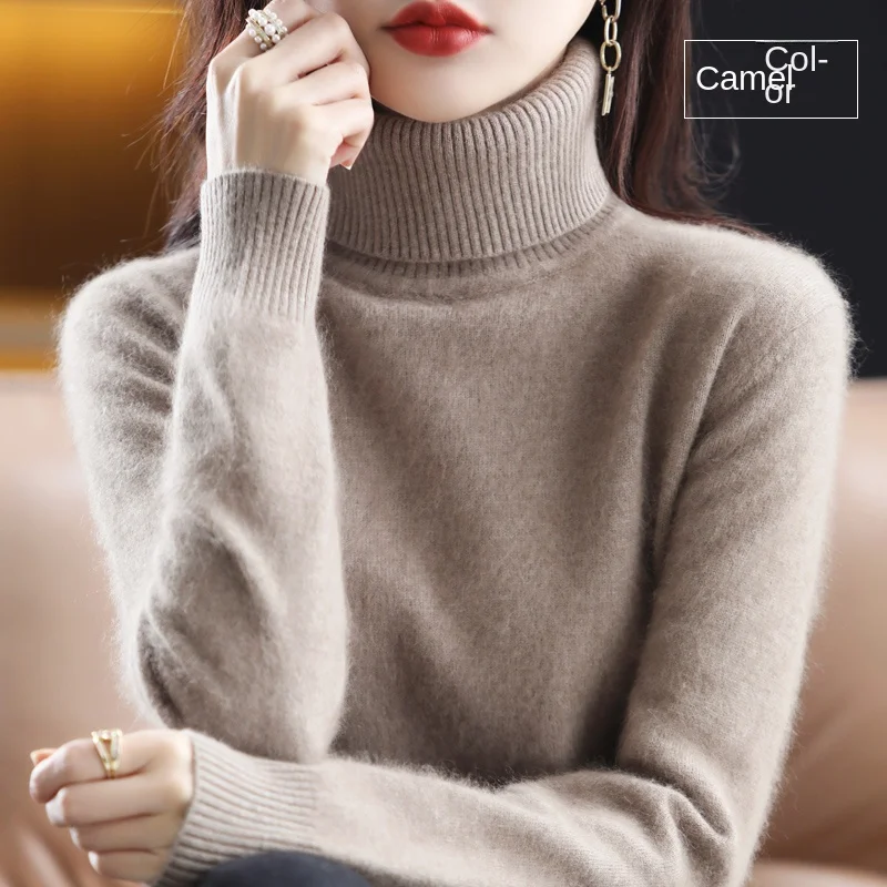 NONE Neue Damen bekleidung für Herbst/Winter 2024 100% Nerz Plüsch Roll kragen pullover Pullover Damen Kaschmir pullover Dbr-018 5