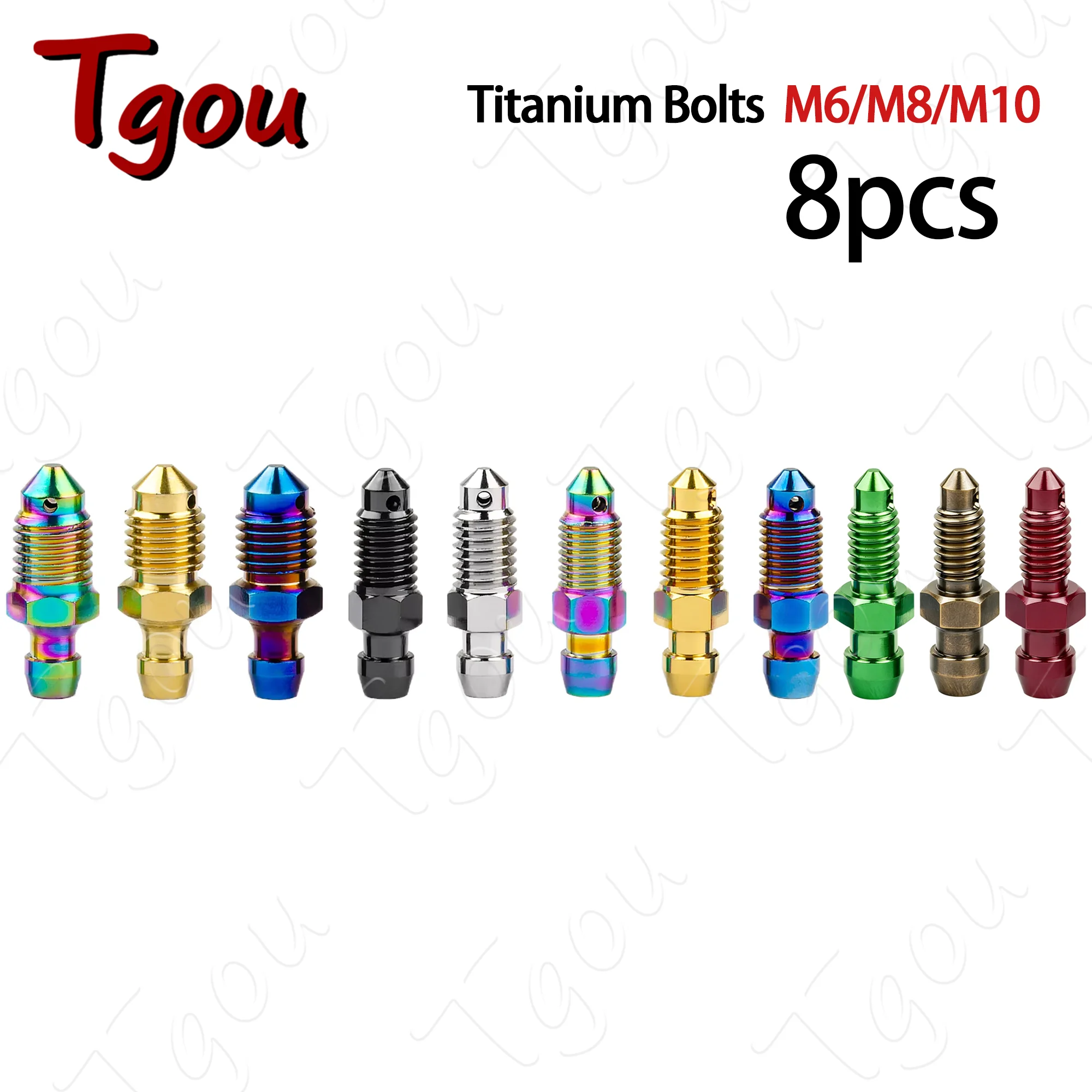 Tgou Titanium Bolt M6 M8 M10 Pitch 1.0/1.25mm Motorcycle Brake Caliper Oil Drain Deflation Screws 8pcs
