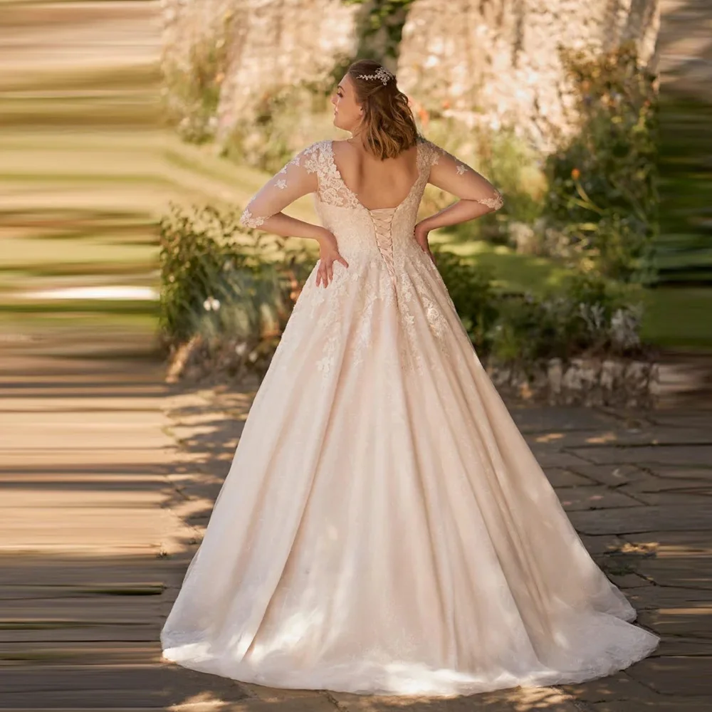 2026 New Wedding Dress V Neck Half Sleeve Appliques A Line Tulle Bride Dress Elegant Bride Gowns For Wedding Formal Bridal Gowns
