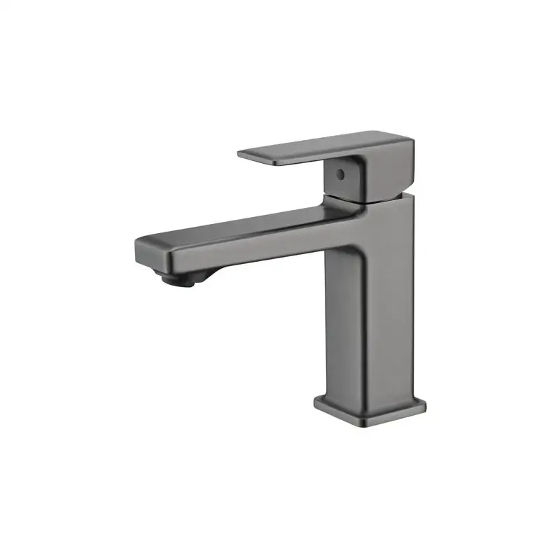 

Gun Gray Single Hole Bathroom Faucet for Laundry Vanity Sink with 2 Hoses