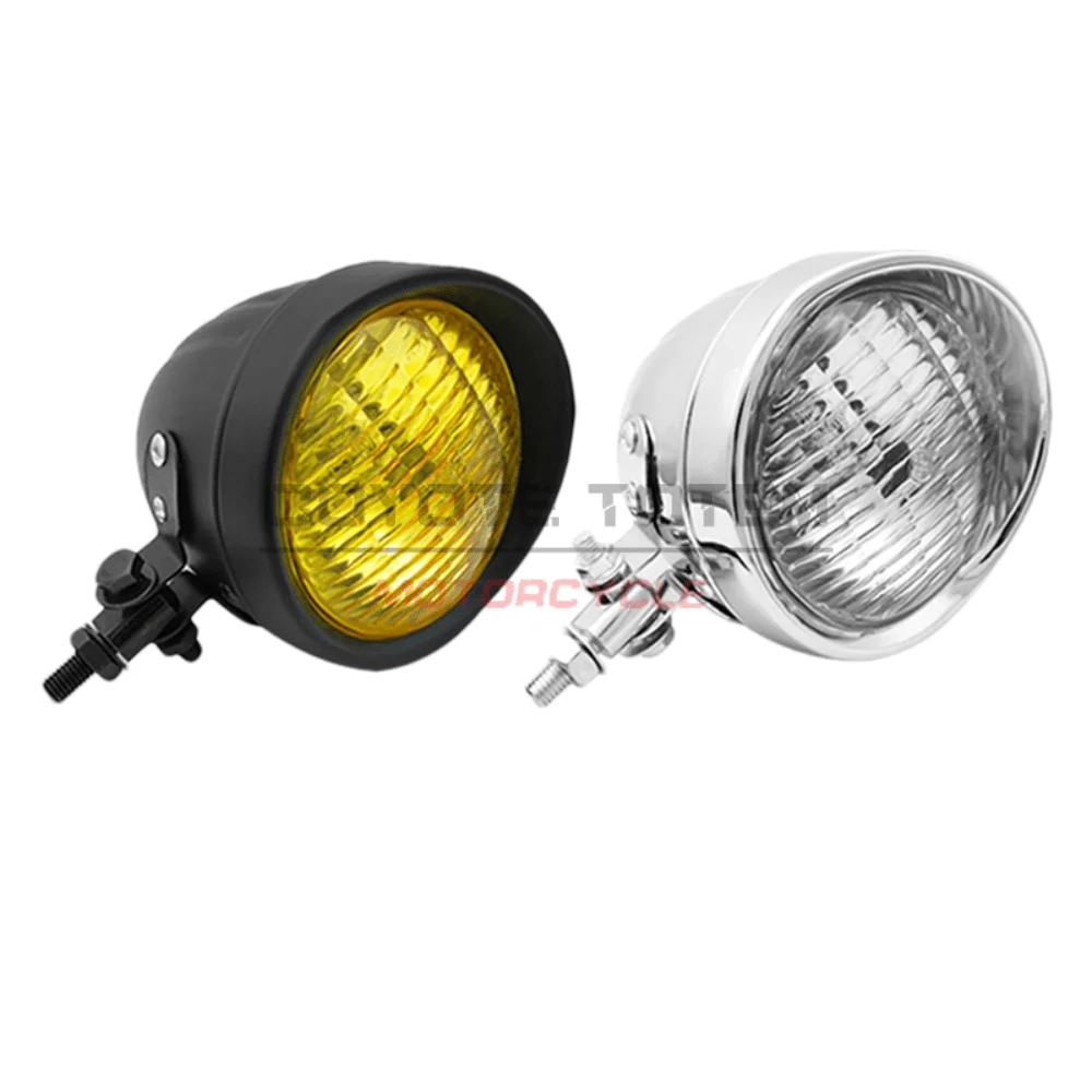 Classic Vintage Bike Headlight New Vintage Harley Motorcycle Headlight 12cm Diameter 4.5 Inch Iron Shell Yellow Glass Headlight