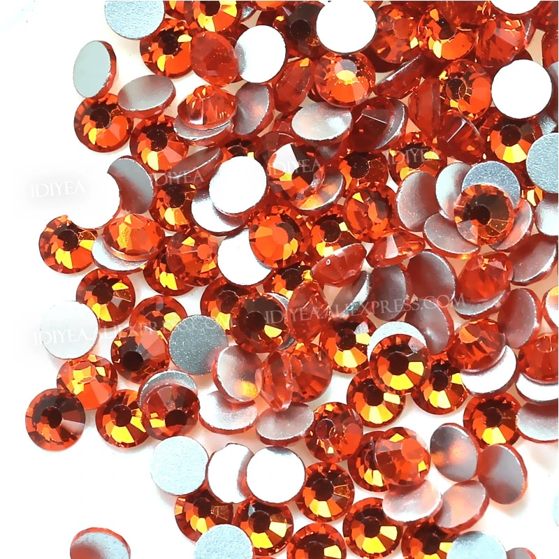 Orange SS16 SS20 Non Hot Fix Rhinestone For 3D Nail Sequins Design Crystal Glitters Strass Glass Sticker For Manicure Art Decor