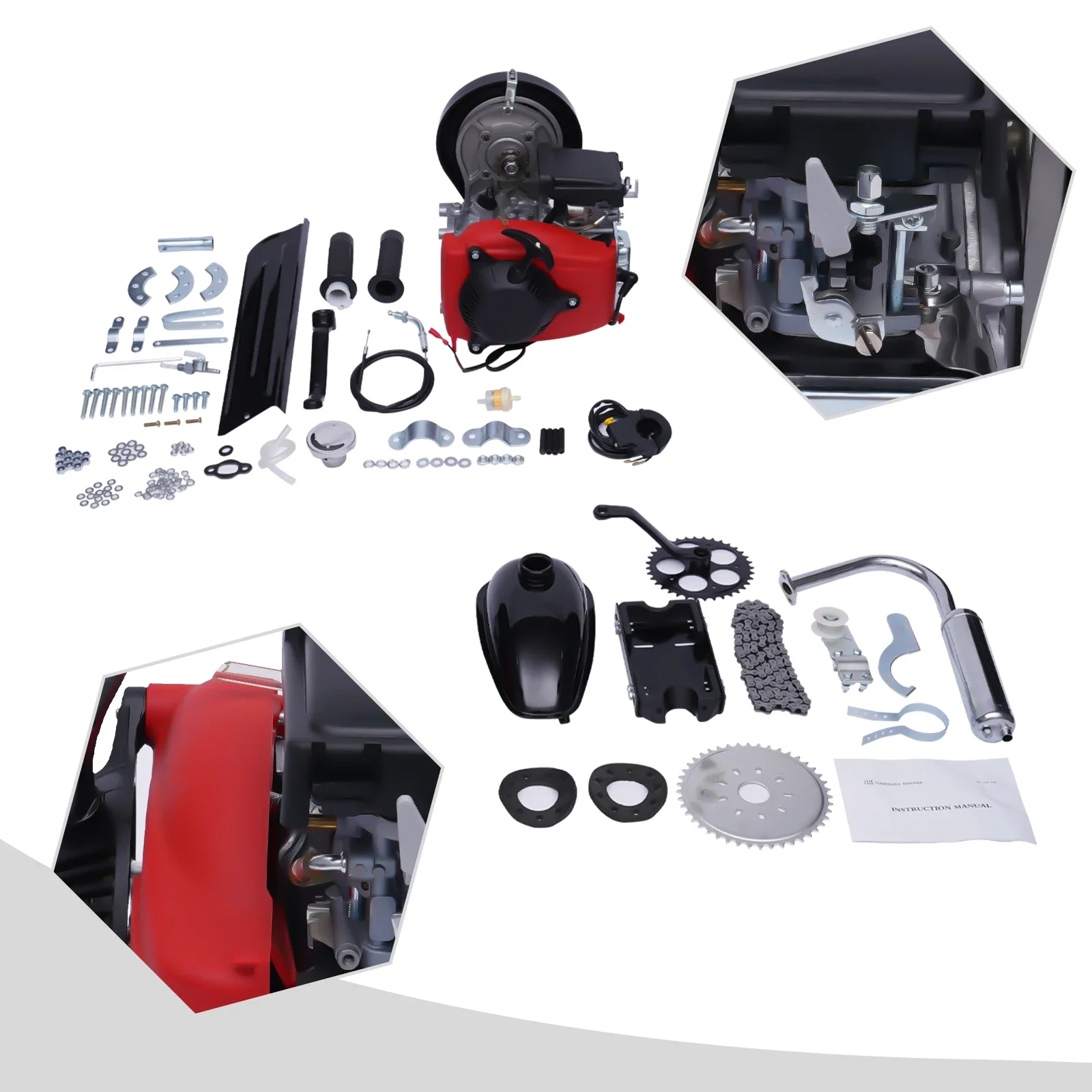 Gasoline Engine 4-Stroke 49CC Belt-Type Gasoline Engine Motor Kit 49cc four-stroke engine with belt for adult bikes