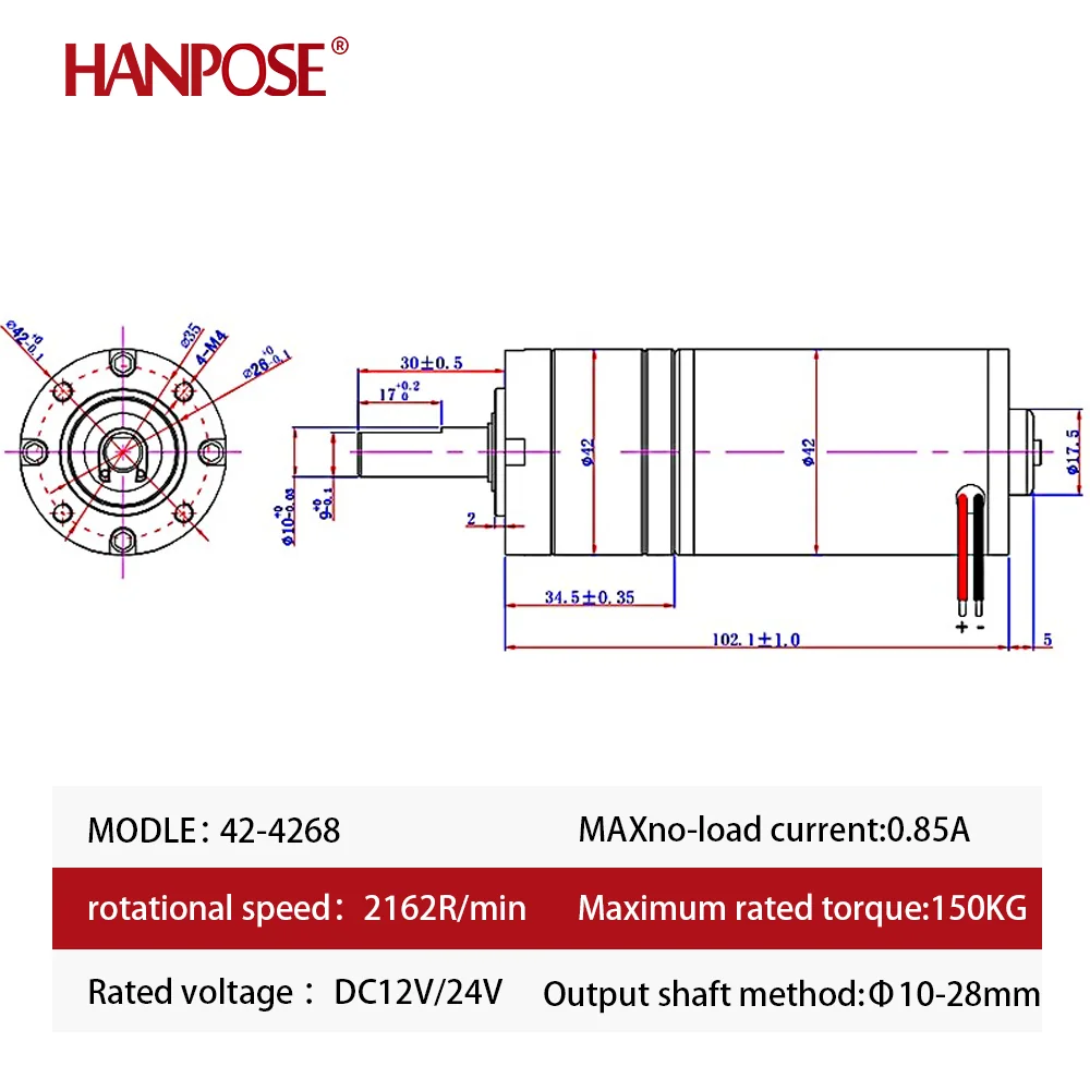 150KG 42mm 4268 42ZY DC motor reduktor planetario engranaje planetario 12V 24V tubo de acero gran par motor ajustablede