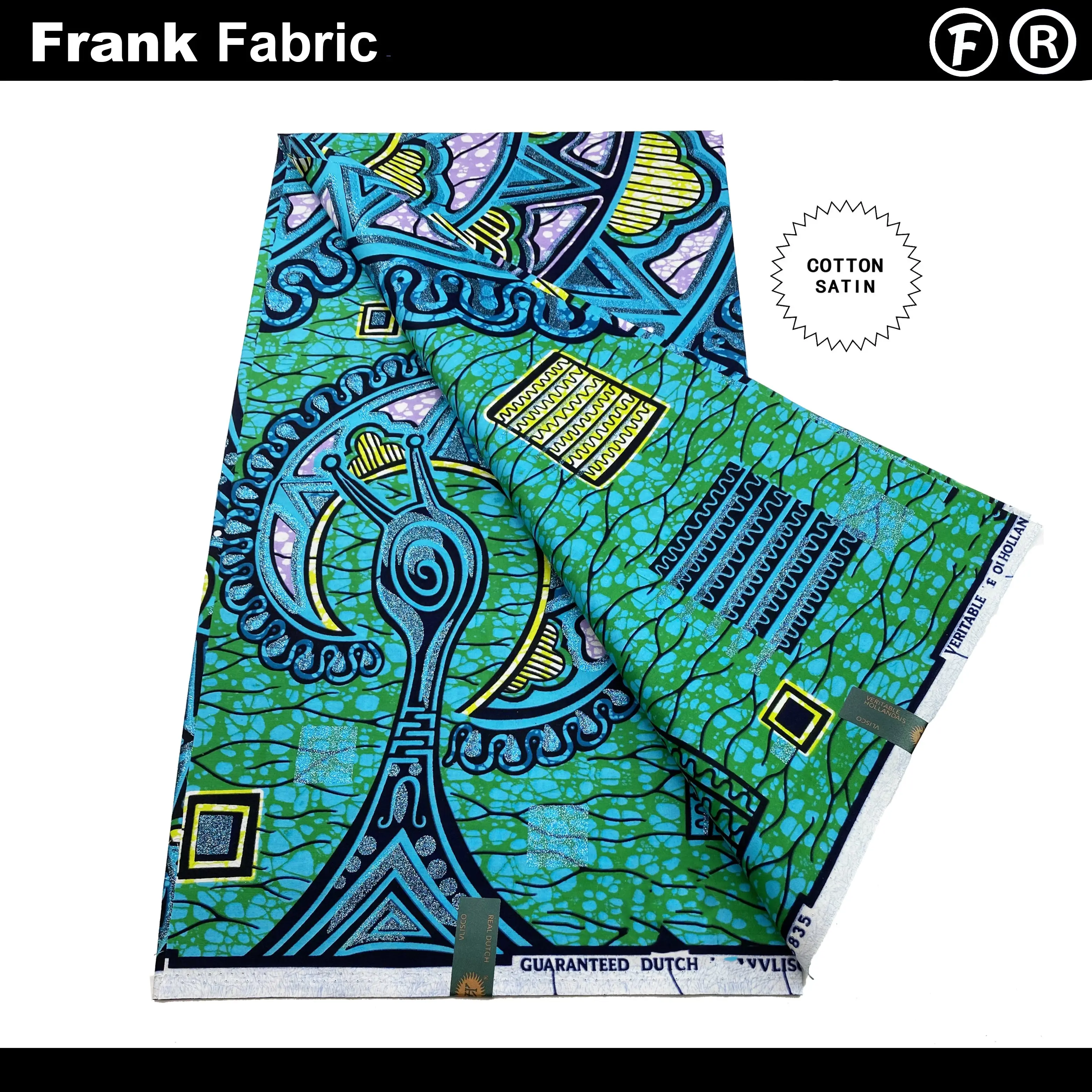 

Authentic Dutch Grand Super Print Wax Original From Holland Certified African Fabric 6 Yards For Dress With QR Code VLSG2508.153