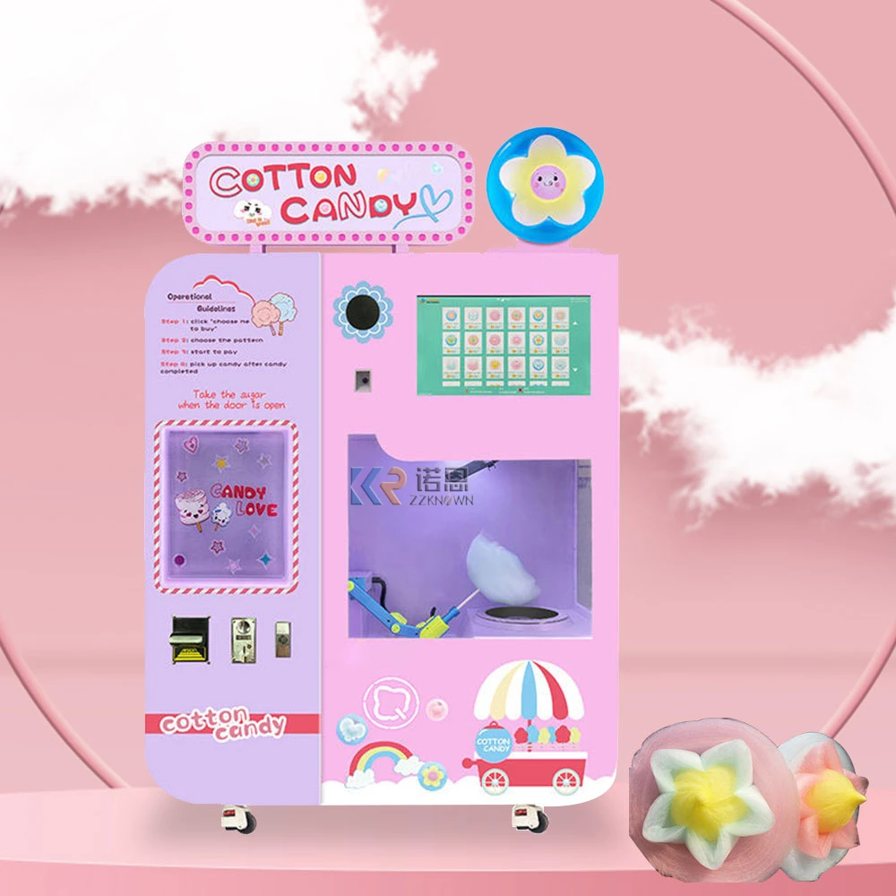 Full Automatic Cotton Candy Vending Machine for Sale Commercial Cotton Candy Machine Sugar Marshmallow Sponge Maker for Children