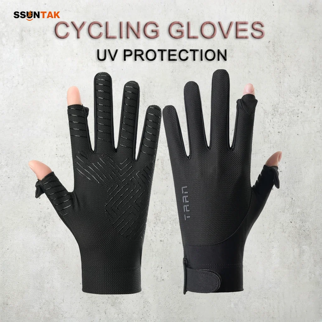 

SSUNTAK Summer Sunscreen Cycling Gloves Breathable Anti-Slip Touchscreen MTB Road Bike Gloves for Men Women Outdoor Fishing Camp