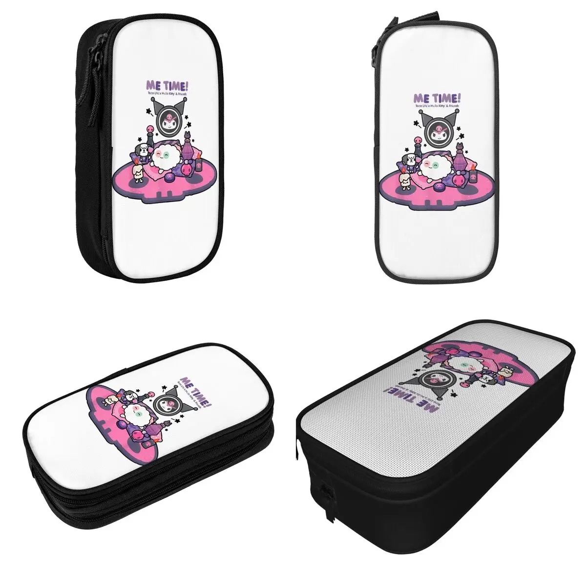 Large-capacity Pencil Pouch Toca Life Hello Kitty & Friends ME TIME Supplies Kuromi Double Layer Pen Case Girl Makeup Bags Gift