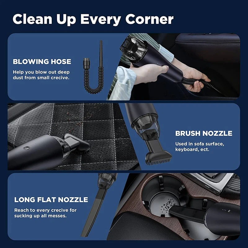 Cordless Car Vacuum Cleaner With High Power,Portable And Mini Size,Rechargeable Battery With 6000Pa Powerful Scuction