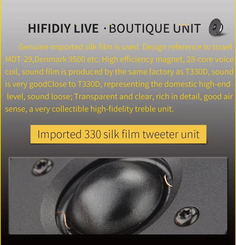HIFIDIY T1-75 hifi 4 inch Tweeter Speaker Unit 330 Silk membrane 8OHM 30W home Film Treble Loudspeaker  94/100/104/110/116/120