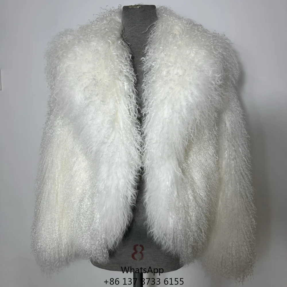 

Изысканная теплая шуба из натурального монгольского меха для женщин, полноразмерная, класса люкс