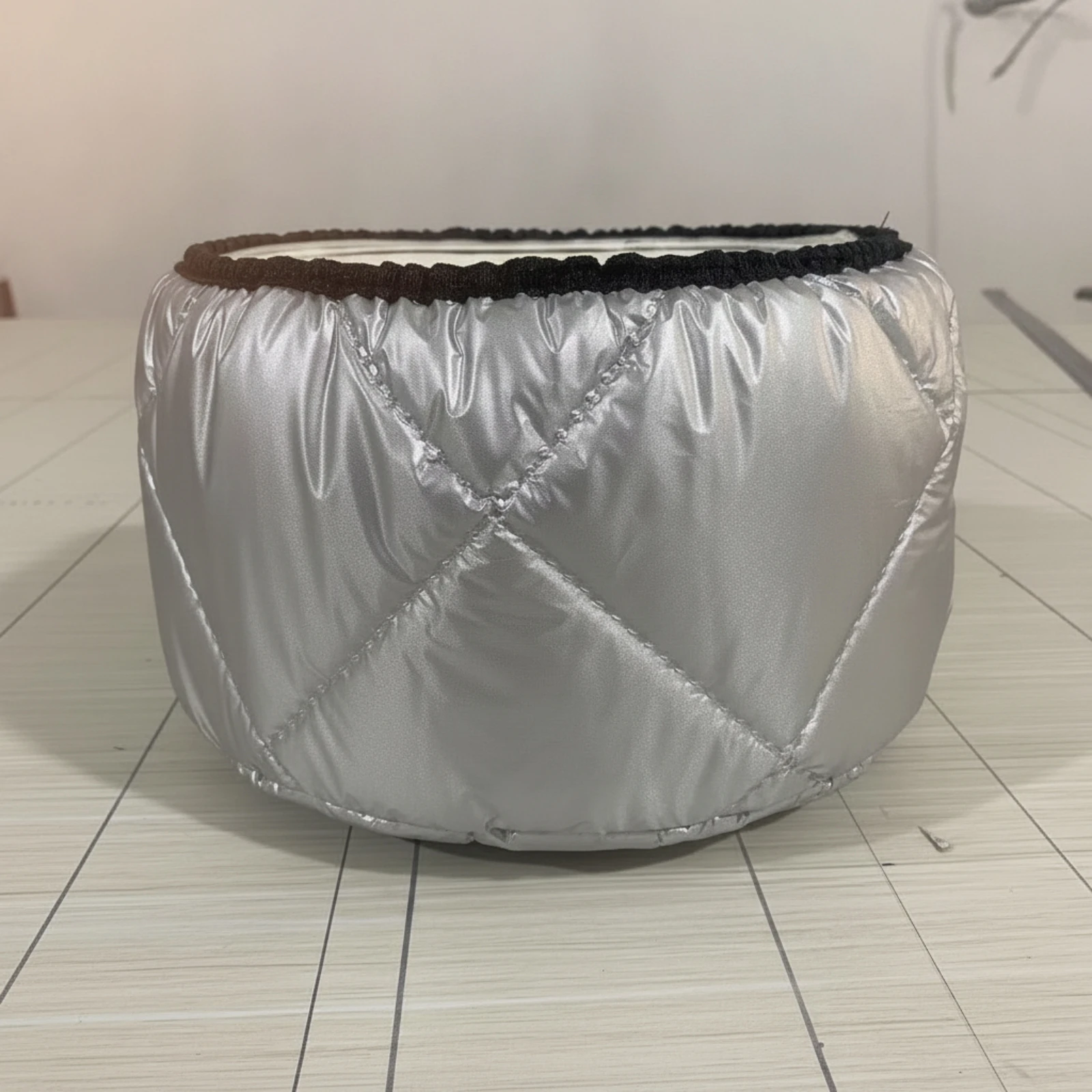 Thermal Cylindrical Container Insulator with Elastic Edge Quilted Oxford Cloth Food Cover for Outdoor Picnic and Meal Prep