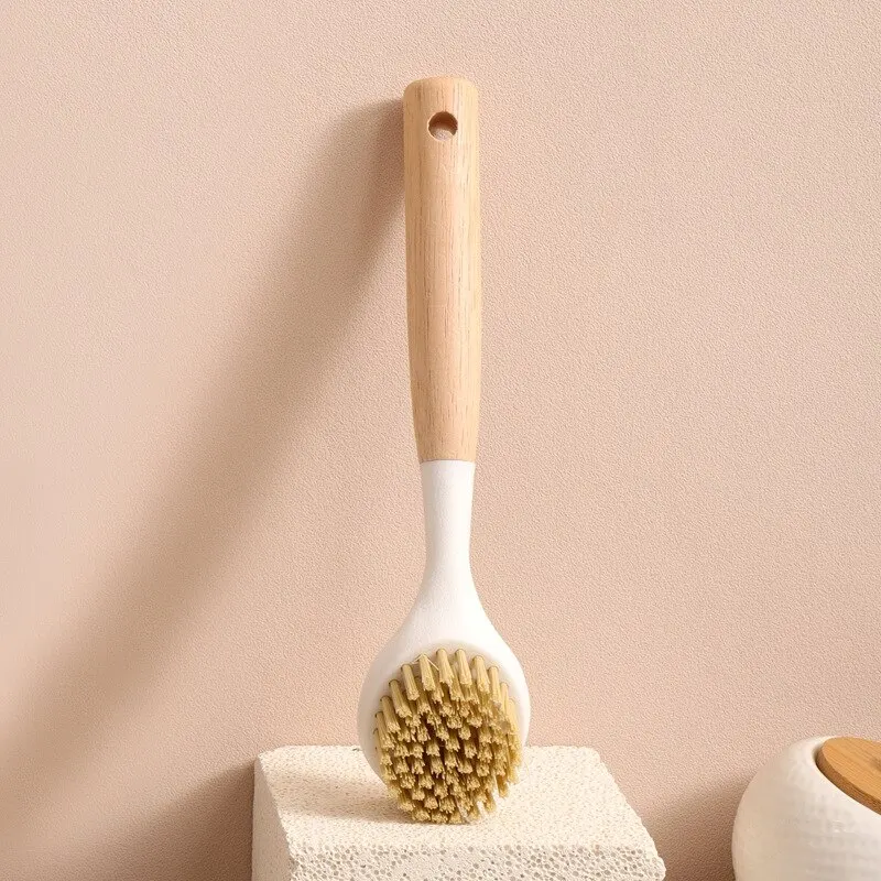 1Pcs Clean The Dishwashing Brush With Wooden Handle Not Hurt The Pot For Kitchen Dishwashers Kitchen For Home Use