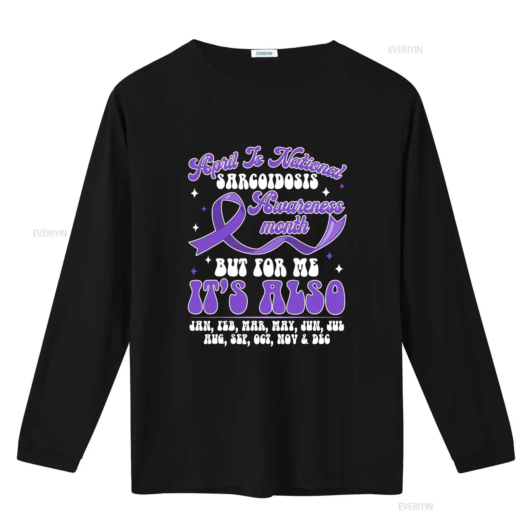 Sarcoidosis Awareness Purple Ribbon T Shirt April National Month Design Casual vintage Washed Versatile Breathable graphic