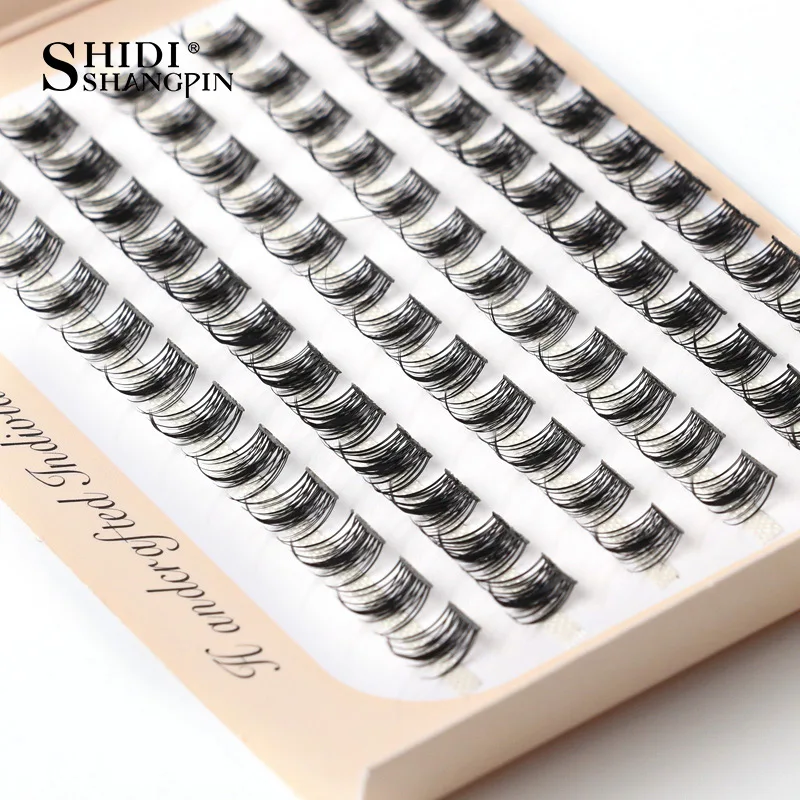 6 行クラスターつけまつげ既成ボリュームファン個別まつげセグメント化された自然ふわふわ偽まつげエクステンションメイクアップ繊毛