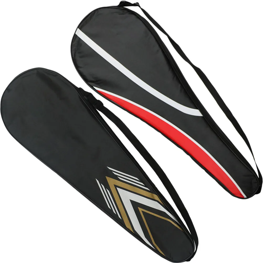 

2Pcs Badminton Racket Bag Bright Color Ergonomic Shape Design Smooth Zipper Pull Racket Container Reusable Sports Accessory