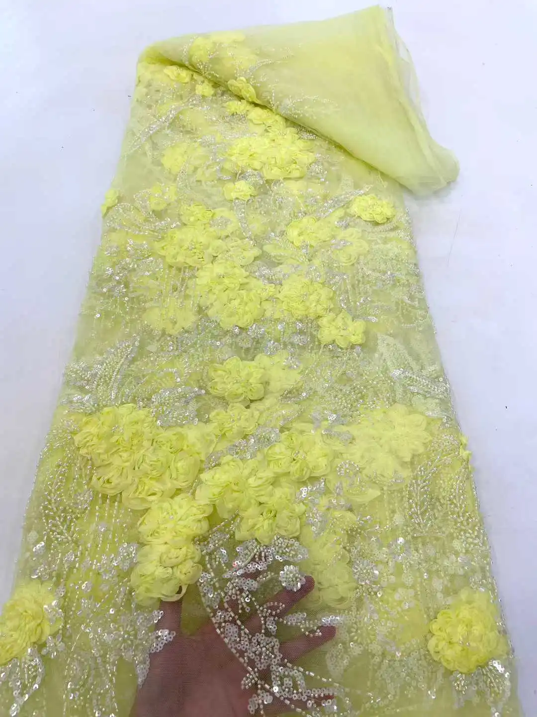 الأبيض مطرز أقمشة الدانتيل جودة عالية المطرزة الدانتيل 2024 الأبيض بيردال الدانتيل ثلاثية الأبعاد زهرة الدانتيل النسيج لفستان الزفاف