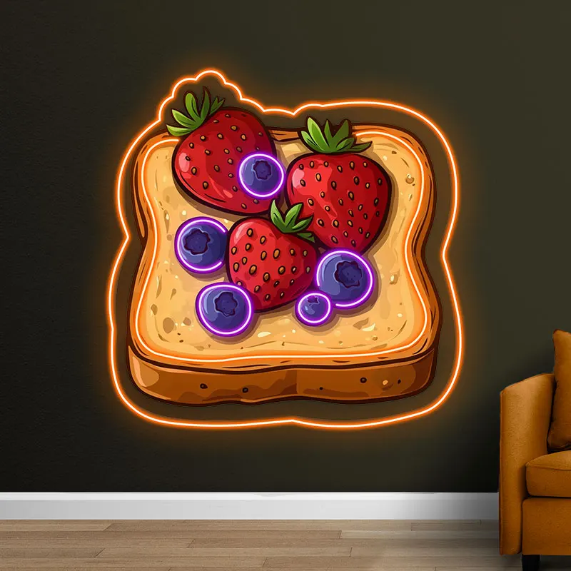 Fruit Bread Neon Sign, Bakery Custom Neon Light, Bread Shop Opening Sign, Business Logo Neon, Kitchen & Dining Room Wall Decor