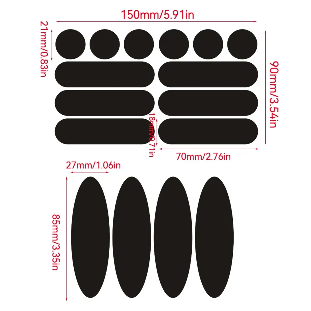 خوذات الدراجات النارية ملصقات عاكسة سوداء غير مرئية بسيطة وفعالة شريط عاكس دائرة وبيضاوية لدراجات الخوذ #6