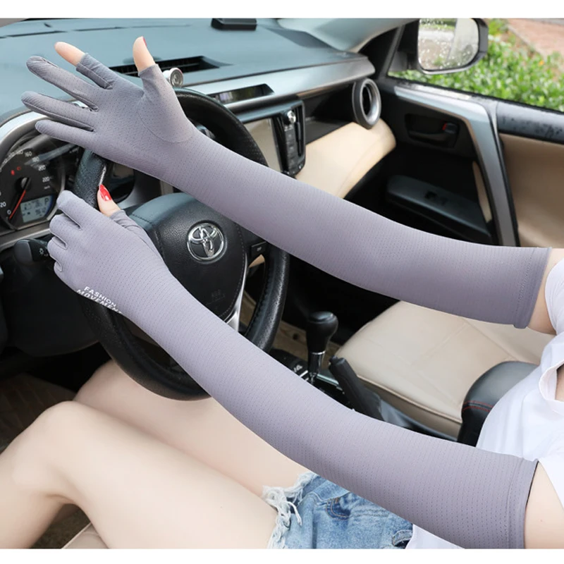 UV Solar Arm Sleeves Mesh Cycling Gloves Hand Long Sleeves Driving Arm Cover Summer Woman Cool Muff Sun Protection Motorcyclist