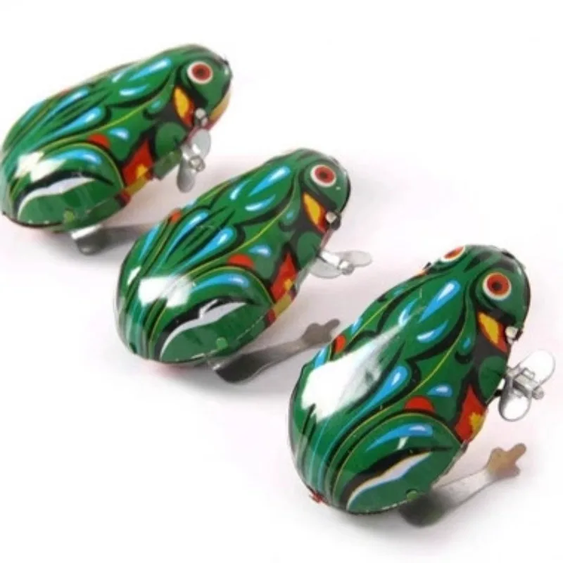 classic toys, tin frogs, wind-up frog toys, children's games, wind-up animals