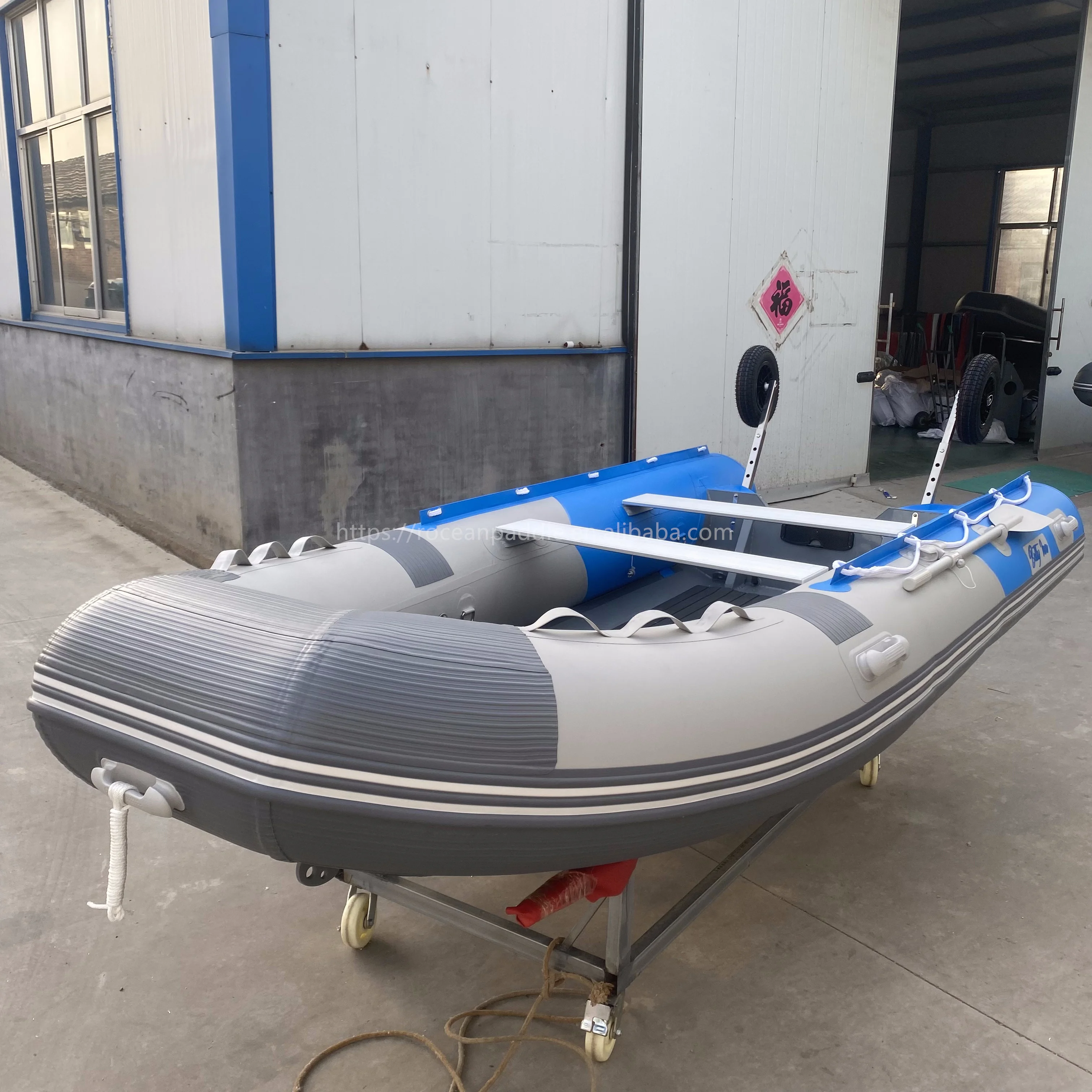1.2MMpvc Or Hypalon Aluminum Rowing Boat Double Deep V Aluminum Hull Inflatable Dinghy RIB Boat 390 430 480