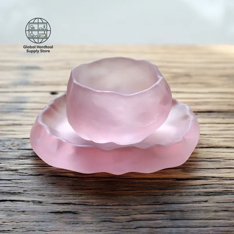 pink cups with handmade glass Japanese-style first snow master cup pink tea cups Kung Fu cups  bubble tea cup  tea cup