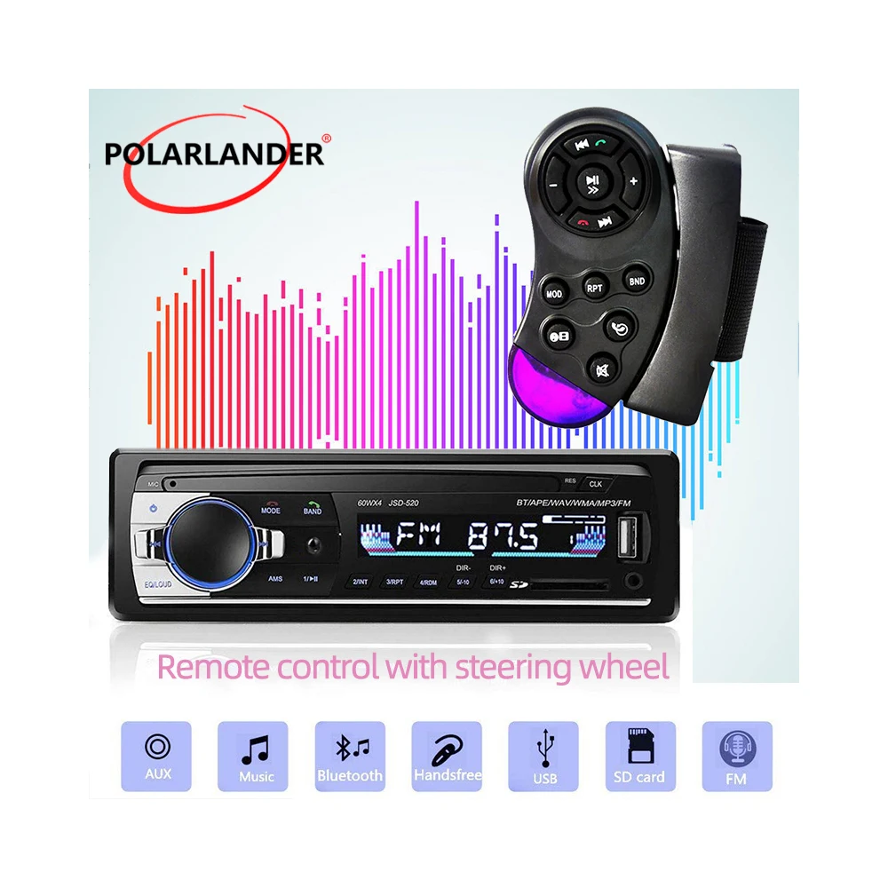 

Автомагнитола 1DIN, USB, mp3-плеер, SD-карта, Bluetooth, FM-приемник 520 WMA/WAV, недорогой 4*60 Вт EQ с дистанционным управлением на руле 12 В