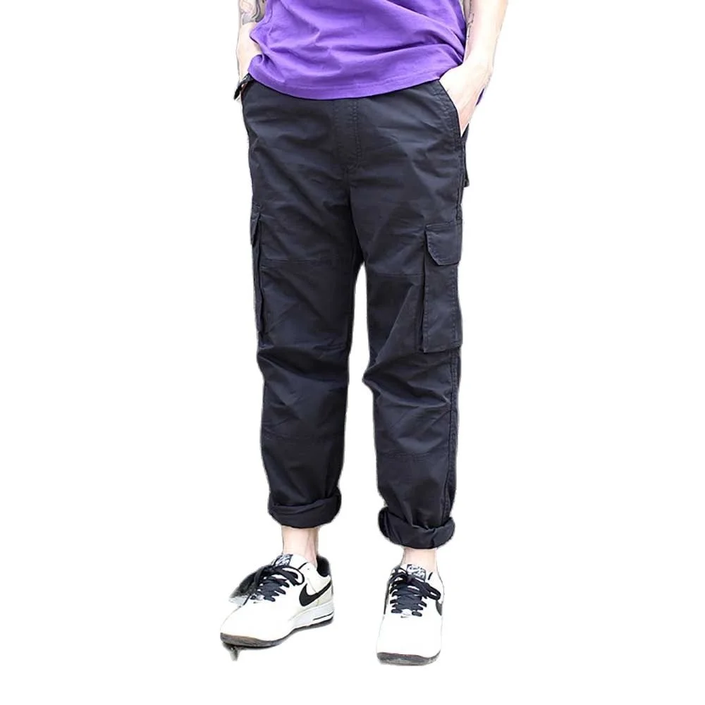 

Fashion Cargo Pants Men Casual Loose Baggy Trousers Spring Summer Elastic Waist Pockets Streetwear Hiphop